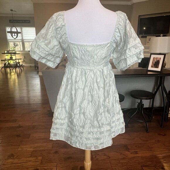 NWT $52 BaeVely Rylee Mini Dress Medium Baby Blue Ethereal Feminine Fairycore - Picture 10 of 16